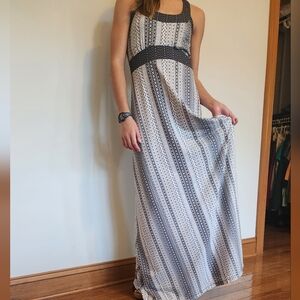 PrAna Cali Racerback Maxi Gray White Sundress